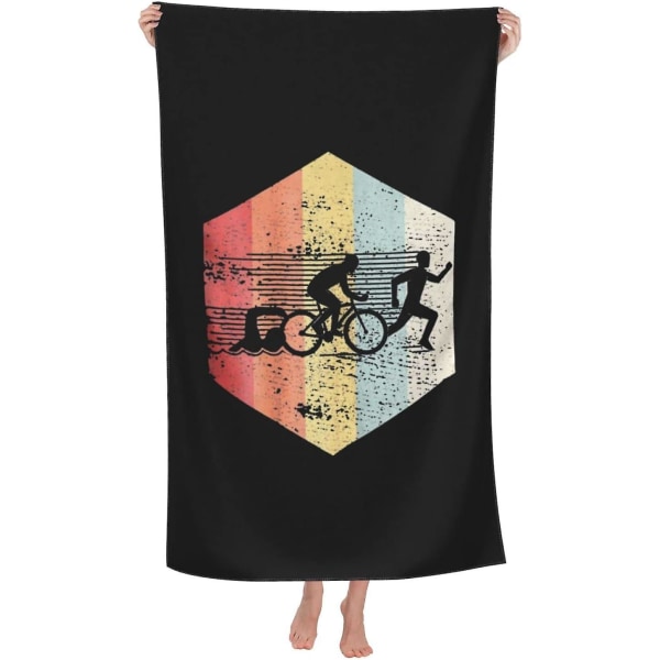 Vintage Swim Bike Run Triathlon Bath Towel Absorbent Bathroom Towels Beach Towels Oversized Super Soft 130X80CM (T2018)