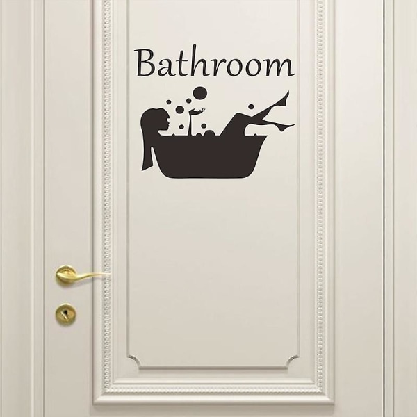1 stk Badeværelsesdørklistermærke til - Vægdekoration - Toiletvægklistermærke - Sjovt og sødt tilbehør - Dekorativ plakat til pigeværelset