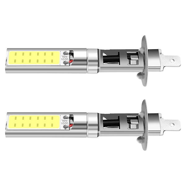 2 kpl H1 Valkoinen 6000K 7.5W COB LED SMD DRL Ajovalo Sumuvalo Lamppu