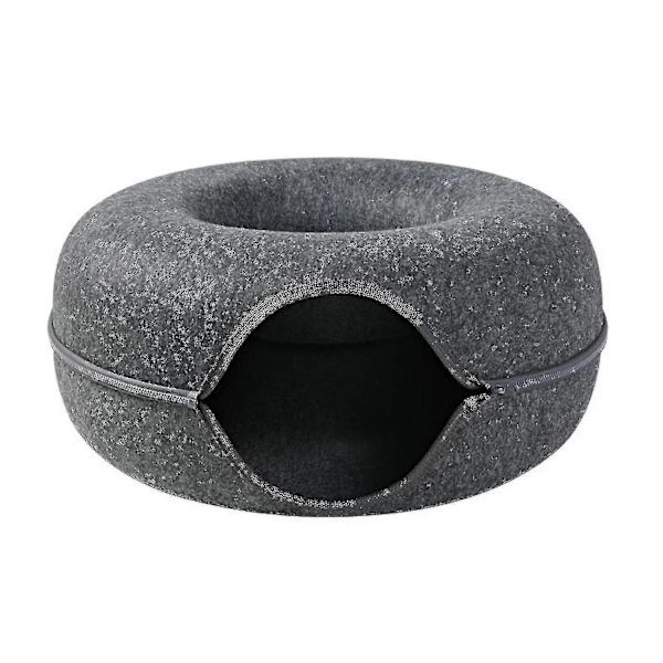 Fjernelse Kat Rede, runde Donut Filt Pet Rede, kat Tunnel Seng, semi-lukket Vaskbar Kat Tunnel Rede, det