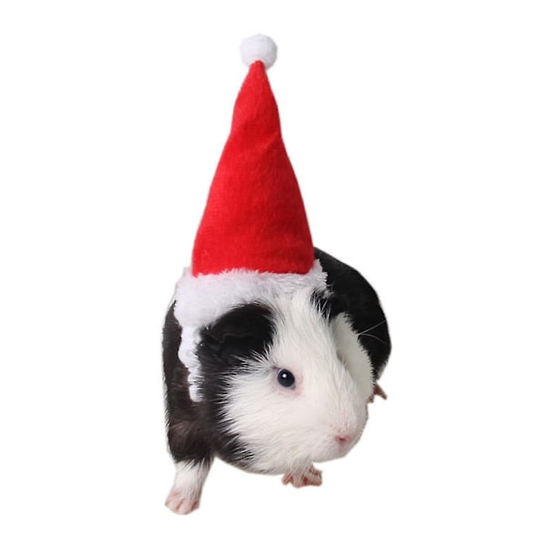 Kawaii Julhatt Hamster Santahatt Med Vit Pompom Justerbar Julhuvudbonad Iller Kanin Smådjurstillbehör