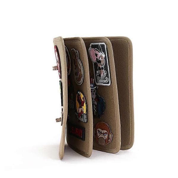 Patch Display Holder Panel Flip- Page Patch Book Patches Binder Organizer for Military Hook and Loop Emblems, 1 sett D- khaki