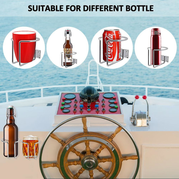 Ny 2stk rustfritt stål Marine Ring Cup Drikkeholder For Båt Marine Yacht Truck Rv Camper Båttilbehør - Marine Hardware