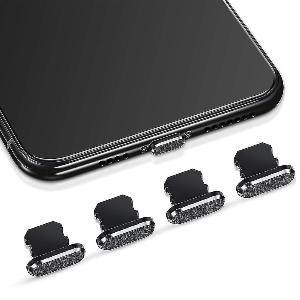 4 kappaletta pölysuojat yhteensopiva iPhone, suojaa latausliitin Black