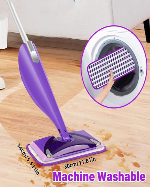 Genanvendelige mikrofiber moppepuder til 6-pak, Power moppepude refills til 12'' spraymopper, maskinvaskbare Power moppepuder erstatningshoveder til blue