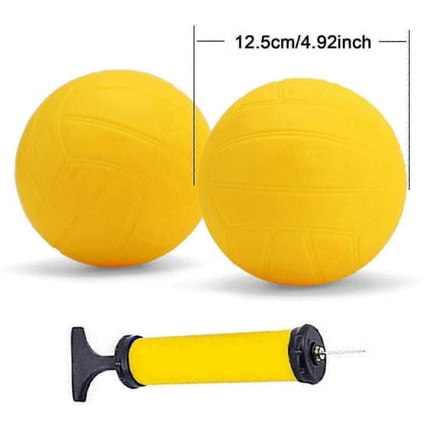 Spike erstatningsbolde Mini volleyball stærke bløde gule Roundnet spillebolde med luftpumpe til pool, græsplæne, strand, baghave 5 Inch 2pcs