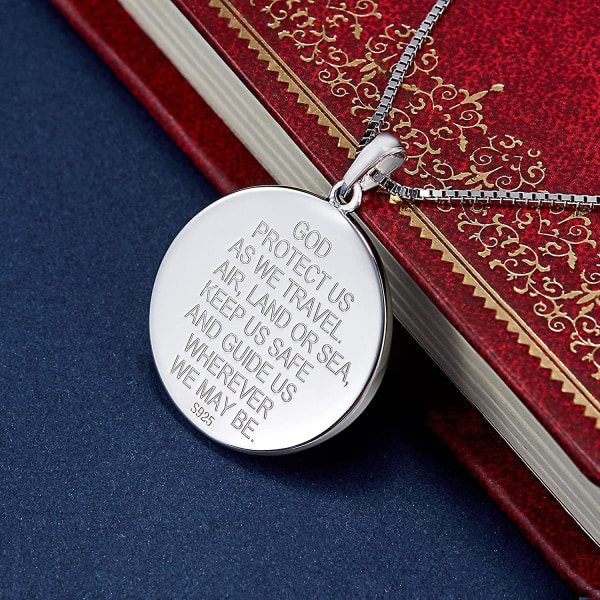 St. Christopher Jewelry 925 Sterling Sølv, Antiqued Religious Protector Talisman Pendant For Mænd Kvinder
