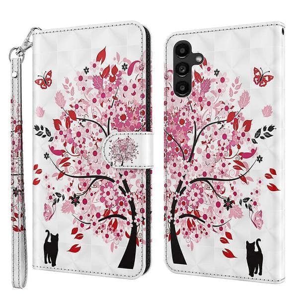 Flip PU læder etui med 3D mønster til Samsung Galaxy A05s 4G - Multicolor Wish Tree