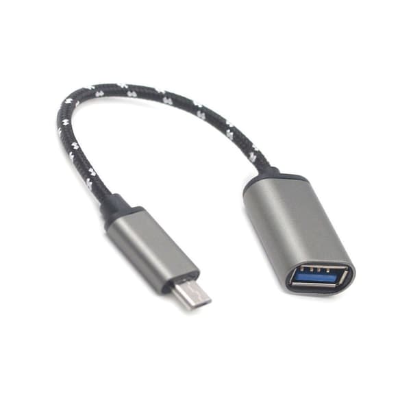 Grå Typ C OTG till USB 2.0 Adapterkabel - Aluminiumlegering, Nylonflätad, Plug & Play