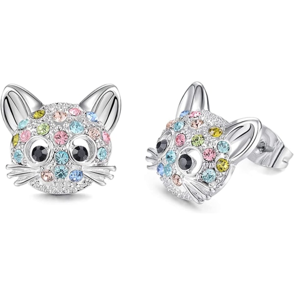 Katte øreringe øreringe til kvinder Søde dyreøreringe Crystal Cat stud øreringe Hypoallergene øreringe Smykker gaver til kvinder piger