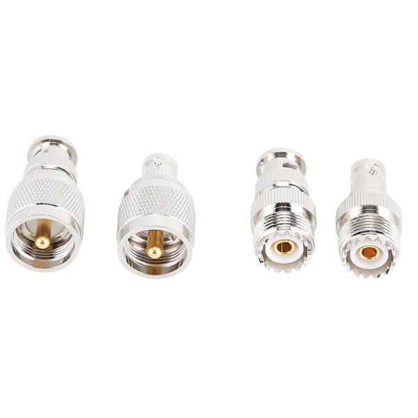 4 stk UHF til BNC Nikkelbelagt Kobber Kontakt Adapter 50 Ohm for Antenne Radio WiFi Trådløst LAN