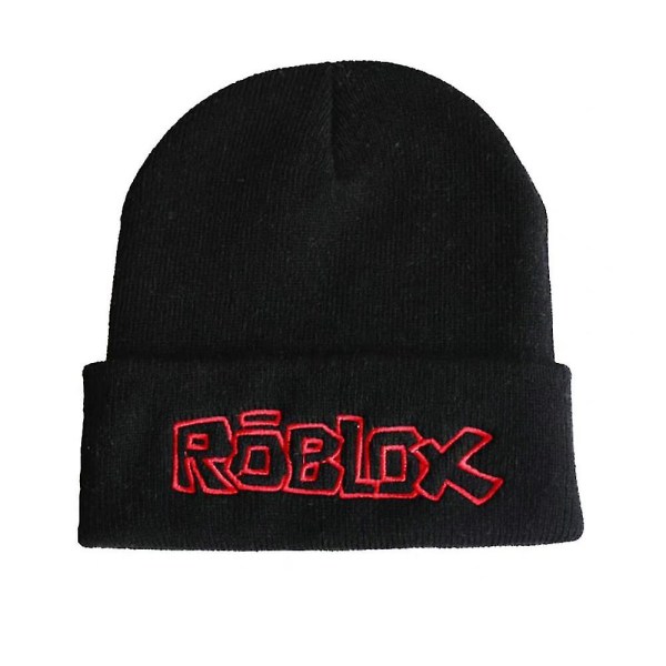 Roblox Dame Herre Broderi Strikkede Hue Hat Vinter Varmt Blødt Ski Cap Black
