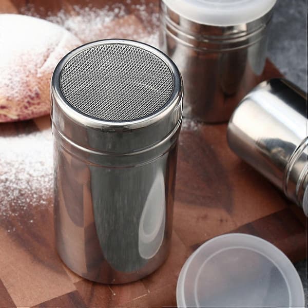 Fintmasket krydderikrukke med roterende låg, sigte i rustfrit stål til peber og kaffe M