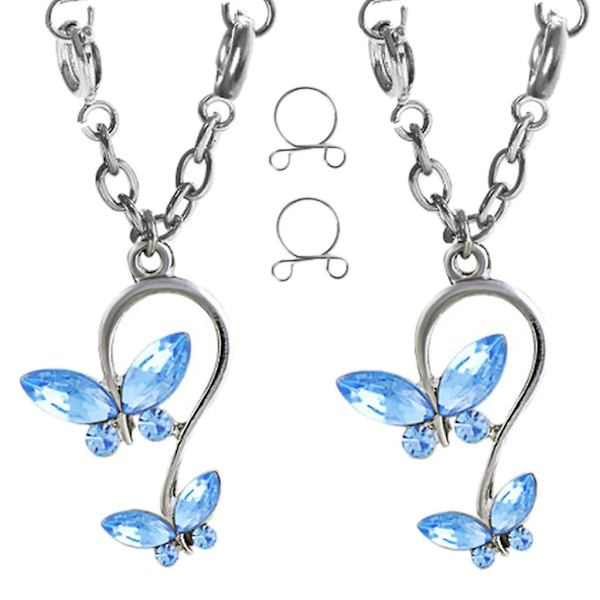 8xbutterfly Nippelring Justerbar Nippelklämmor Kroppssmycken Ljusblå