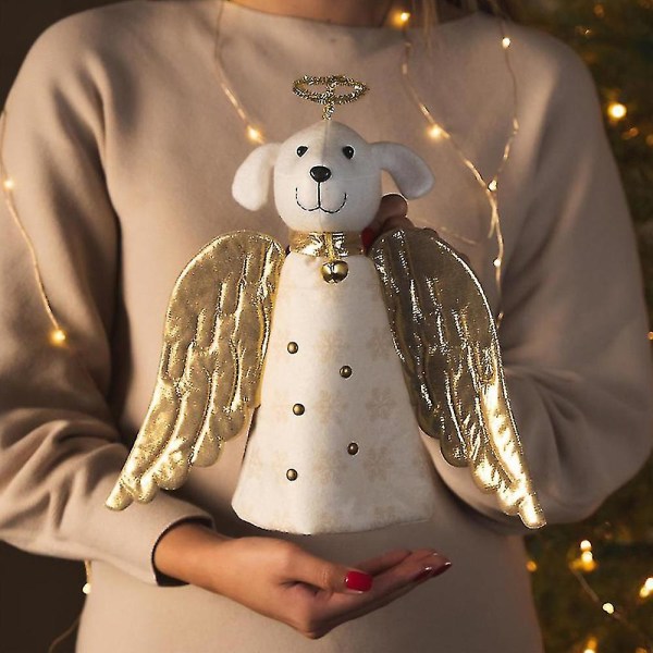 Christmas Miracle Golden Angel Dog Xmas Tree Topper Ornament Decor