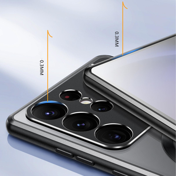 Etui til Samsung Galaxy S24 Ultra med kamera usynligt stativ, kompatibel med Magsafe, 360 graders beskyttelse Magnetisk metal bumper bagside pc-cover black S24 Ultra