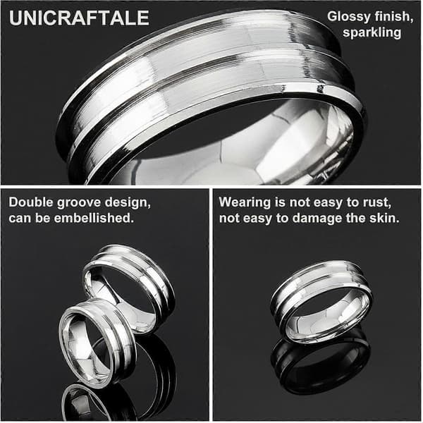 21 stk. 7 størrelser blank ring i rustfrit stål fingerring med rillet kerne indlægsring til harpiks runde tomme ringemner til smykkefremstilling