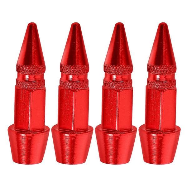 Røde piggete ventilhette, 4 stk. ventilhetter i rustfritt stål for bildekkdekorasjon Red 4.50X1.00X1.00CM