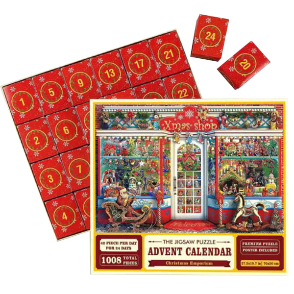 Puzzle advent calendar 2023, 008 puzzle pieces 24 day Christmas countdown advent calendars