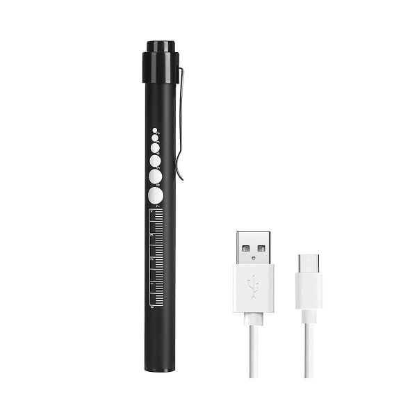 Rechargeable Pen Light With Pupil Gauge Led Penlights,usb Rechargeable Penlight Gifts For Nurses Nu Black