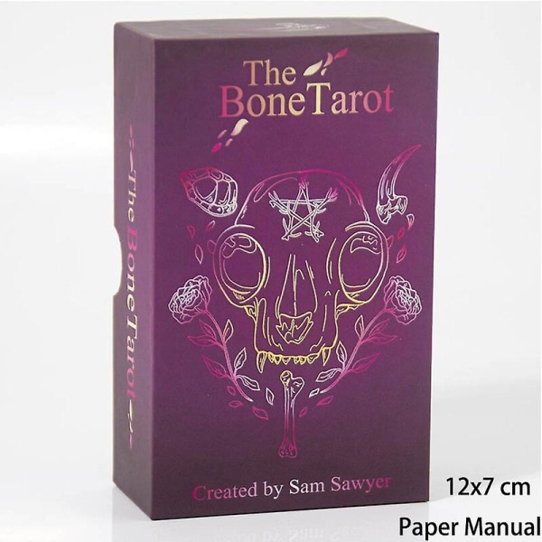 12x7 cm The Bone Tarot Deck med guldkanter kortspil