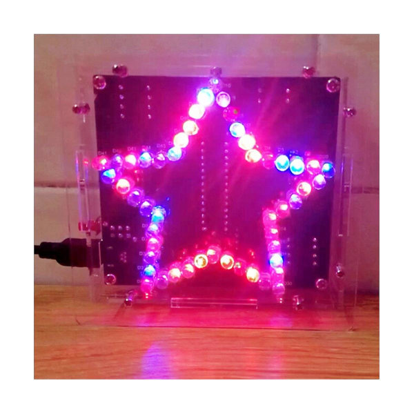 Gør-det-selv Elektronisk Kit Lodning Suite Farverig-spids Stjerne Led Blinkende Marquee Light Circuit Board Green