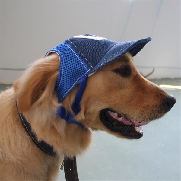 Pet Dog Hat Justerbar Pustende Baseball Cap Sport Cap Outdoor Solbeskyttelse Hunde Hat Med Ørehull Blue M