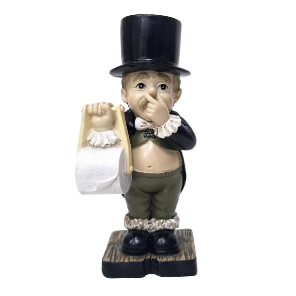 Toilet Butler With Roll Paper Holder Resin Ornament Bathroom Super Cute