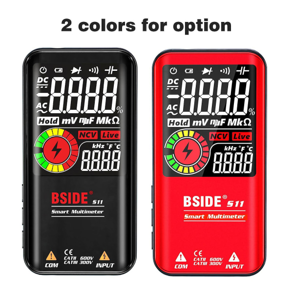 Bside S11 Intelligent 9999 Counts Multimeter Digital Lcd Display Oppladbar Universal Meter Ac/dc Voltmeter Ohmmeter Test Resistance Capacitance Fre