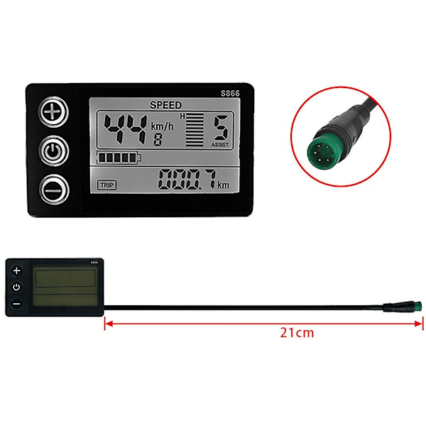 Elektrisk sykkeldisplay 24v/36v/48v Vanntett LCD-display S866 Kontrollerpanel Dashboard For Ele