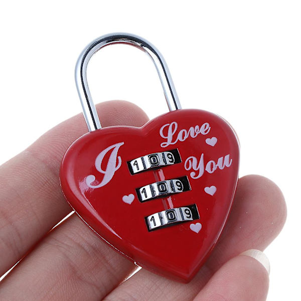 Mini Padlock 3-digit Combination Lock Resettable Luggage Locks Weather-proof Red