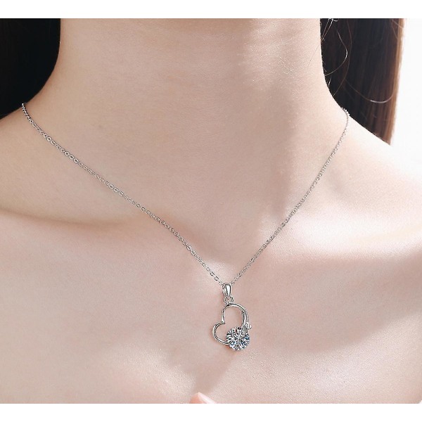Moissanite Love Heart Anheng Halskjede 2ct S925 Sølv D Farge Ideal Cut Diamond Halskjede For kvinner