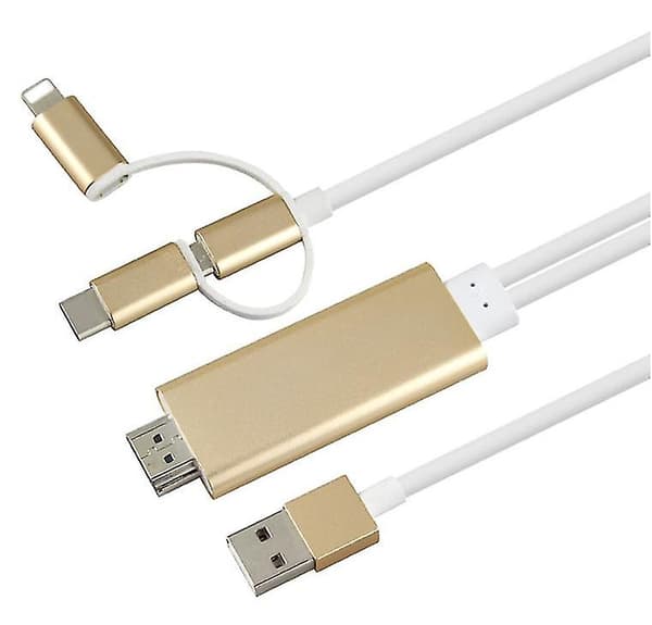Svart 3-i-1 USB-C/Micro USB/Lightning til HDMI-adapterkabel AZ5484