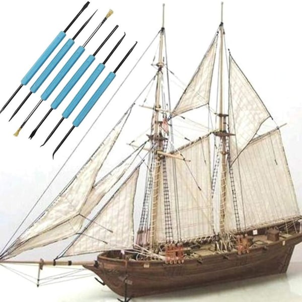 6 stk modell skipsrigging Sikringsverktøy, slitesterkt gjør-det-selv-verktøysett for tremodellskipsbyggestokk