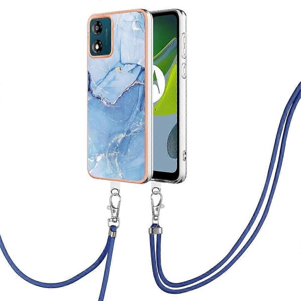 Marmor IMD-deksel med snor for Motorola Moto E13 Blue