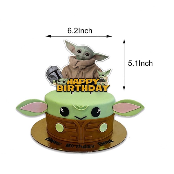 Star Wars Yoda tema fødselsdagsfest tilbehør Rekvisitter Balloner Bannere Kage Cupcake Toppers dekorationssæt