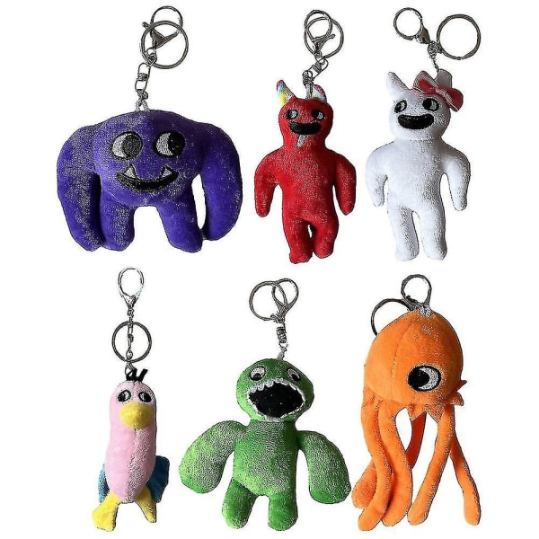 6st Banban Garten Plysch Nyckelring Monster Dolls Toy Charm Nyckelring Dam Väska Hänge Bilring Barn Födelsedagspresenter