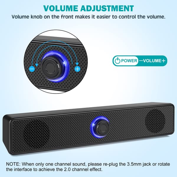 Computer Speakers, USB Powered PC Speakers Wired Stereo Desktop Speakers for Computer, Desktop, Laptop, PC, Pad, Mobile Phone Bluetooth Model