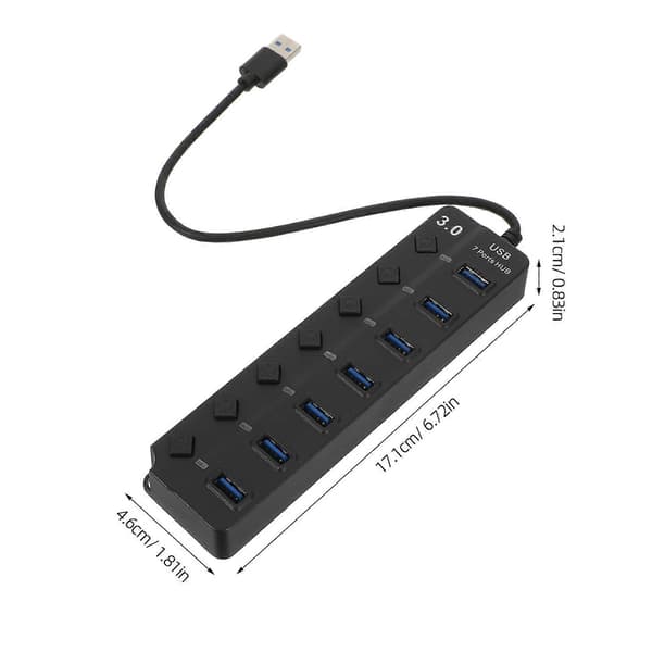 USB-hub med flere USB-porte 7-ports USB-splitteradapter til bærbar computer