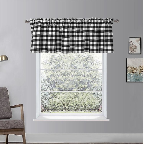 130*40cm,nior2 Pack Buffalo Check Plaid Fönster Valances Röd Och Svart Gård Design Fönster Behandling Dekor Gardiner Stångficka Valances För Kök