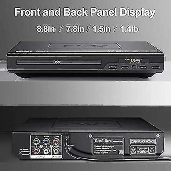 Dvd Player For Tv, Hd Dvd Player With Hdmi & Av Cable For Projector, 1080p Full Hd Cd Player, Disc Player For Video & Media Cd - All Region Free - Pal