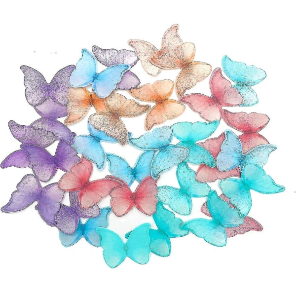 Spiselige oblatpapir sommerfugler sett med 48 lilla fargerike kakedekorasjoner, cupcake topper blandet farge (gratis frakt)