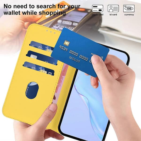 Solid farve tegnebog læder telefoncover med rem til iPhone 15 - Nude Multicolor Lemon