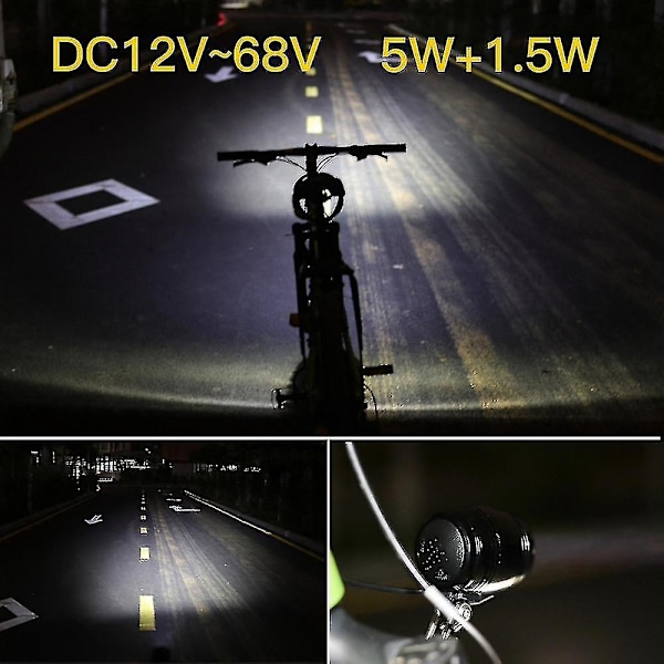 Ebike forlygte og baglygtesæt Indgang 24v 36v 48v 56v E-cykel Led-lampe Elektrisk cykel forlygte