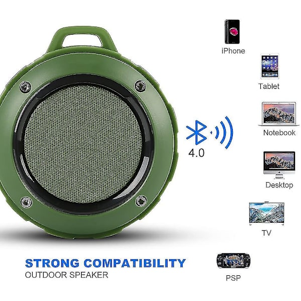 Vattentät Bluetooth-högtalare för utomhusbruk, trådlös bärbar miniduschresehögtalare med su