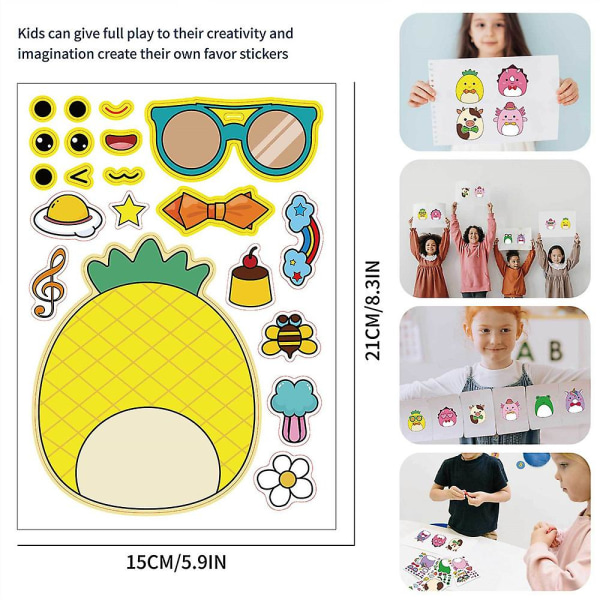 24 stk gør det selv tegneserietema Make-a-face Stickers Pack,sjove klistermærker Decals Craft Set Børnelegetøj til festdekoration,belønningsgaver