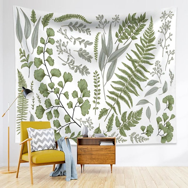 Botanisk Polyesterväv Gobeläng Blommig och Grön Vit Vårig Väggbonad, Sovrum Vardagsrum Sovsal Vardaglig Dekorativ Gobeläng 5