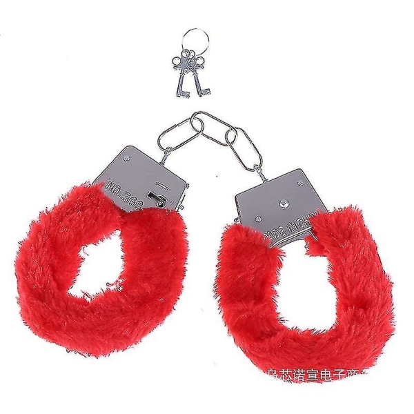 Myk håndjern armbånd myk plysj benmansjett håndleddsbindende mansjettarmbånd for kvinner menn elsker par cosplay Red