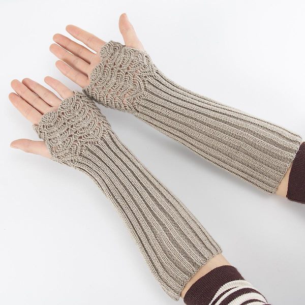 Høst og vinter strikkede halvfinger fingerløse handsker strikning uld handsker skala varme mænd og kvinder arm ærme Light gray