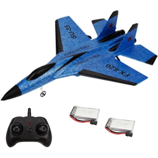 Fjernbetjent jagerfly Rc-fly klar til at flyve Rc-fly til voksne, One Key Stunts Rc-fly, High Speed Rc-fly, Hobby Rc-jetfly Blue